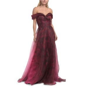 NWT Rene Ruiz Organza And Tulle Off-the-Shoulder Strapless Pink Gown Size 12